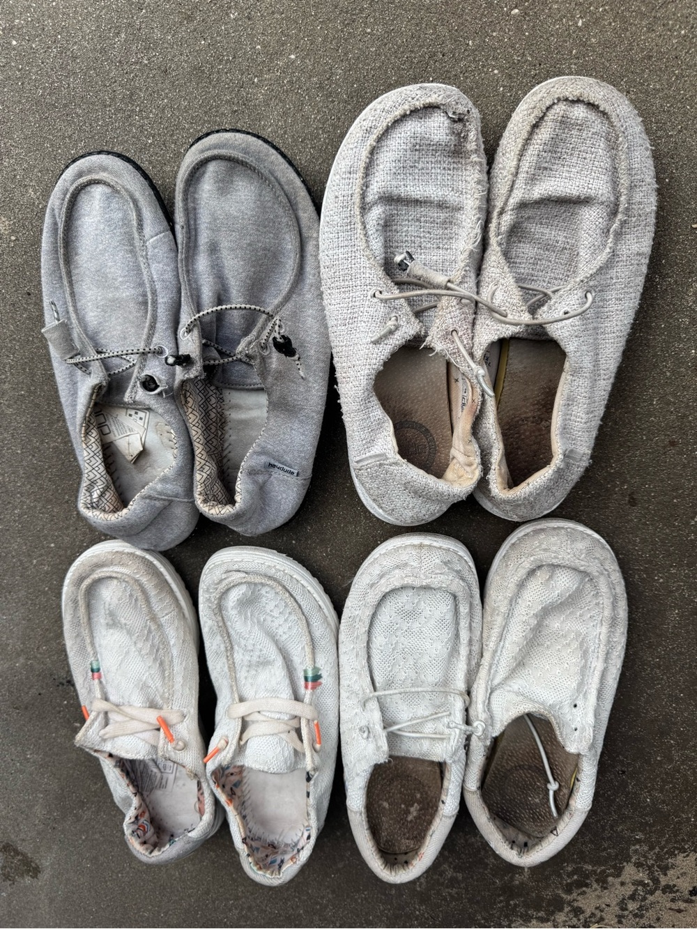 Hey Dude Women's Casual Slip-On Loafers - Light Gray and White size 7